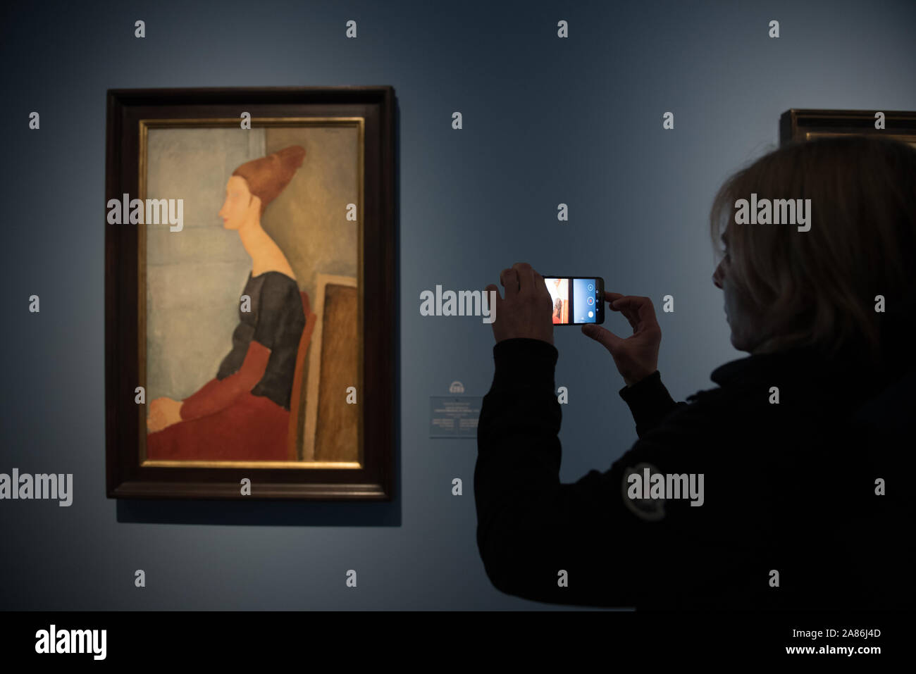 Lors de l'exposition 'Modigliani et l'aventure de Montparnasse' à la 'Museo della Città' dans la Piazza del Luogo Pio, Livourne. Secteur de Modigliani Banque D'Images