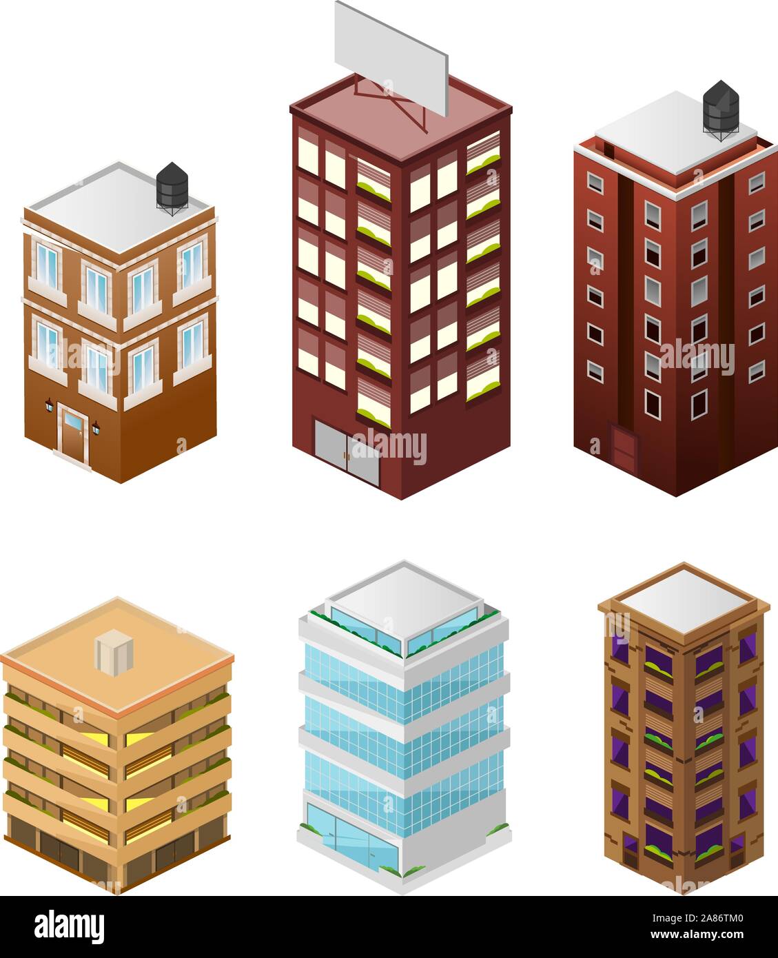 Appartement de construction construction maison condo residence tower penthouse collection vector illustration. Illustration de Vecteur