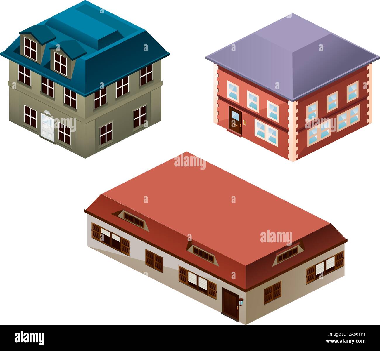 Appartement de construction construction maison condo residence tower penthouse collection vector illustration cartoon. Illustration de Vecteur