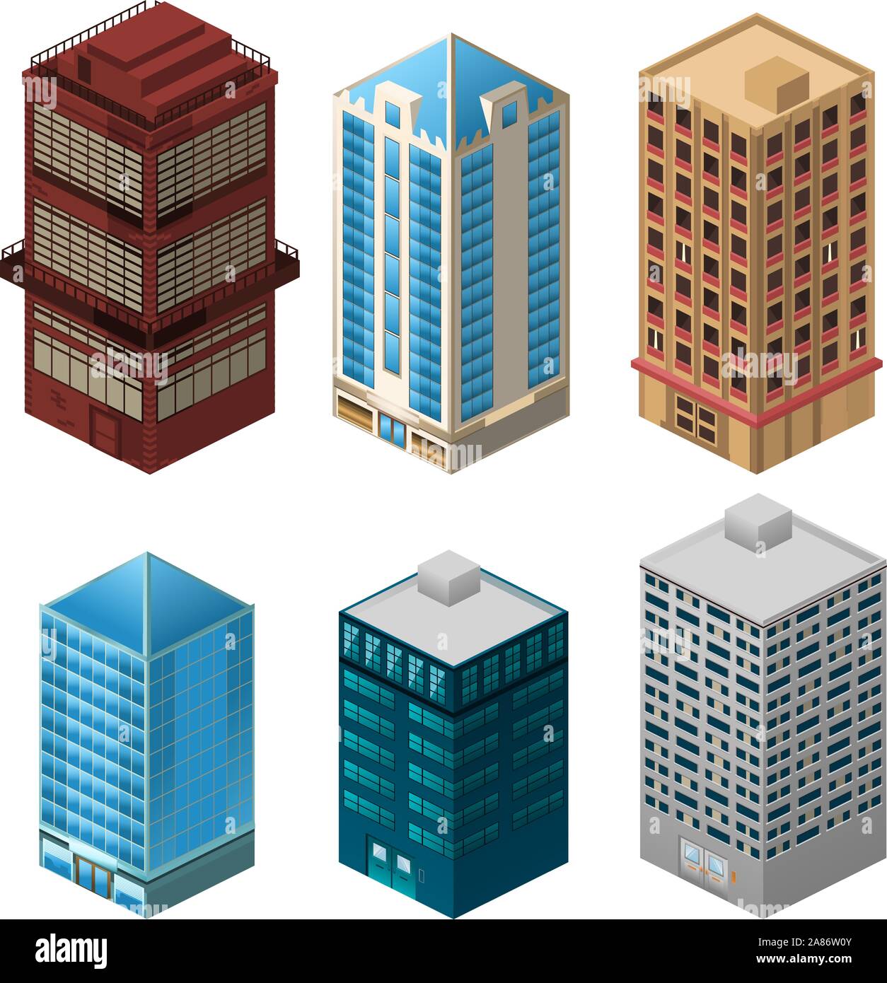 Appartement de construction construction maison condo residence tower penthouse collection vector illustration cartoon. Illustration de Vecteur