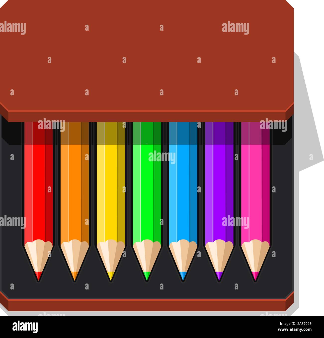 Crayons couleur vector illustration de cas. Illustration de Vecteur