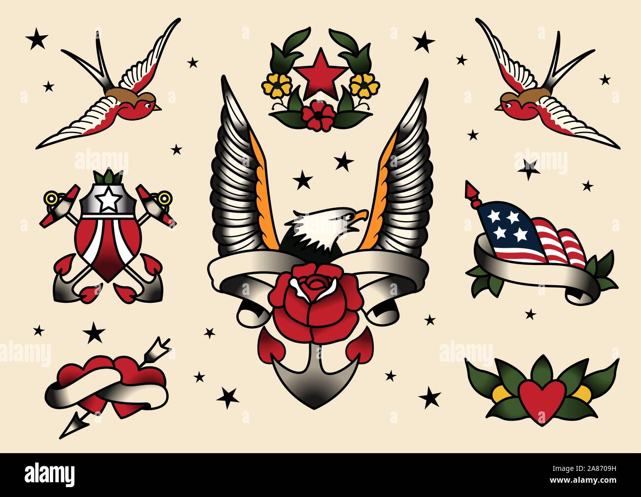 Tattoo Flash Flash vector illustration. Illustration de Vecteur