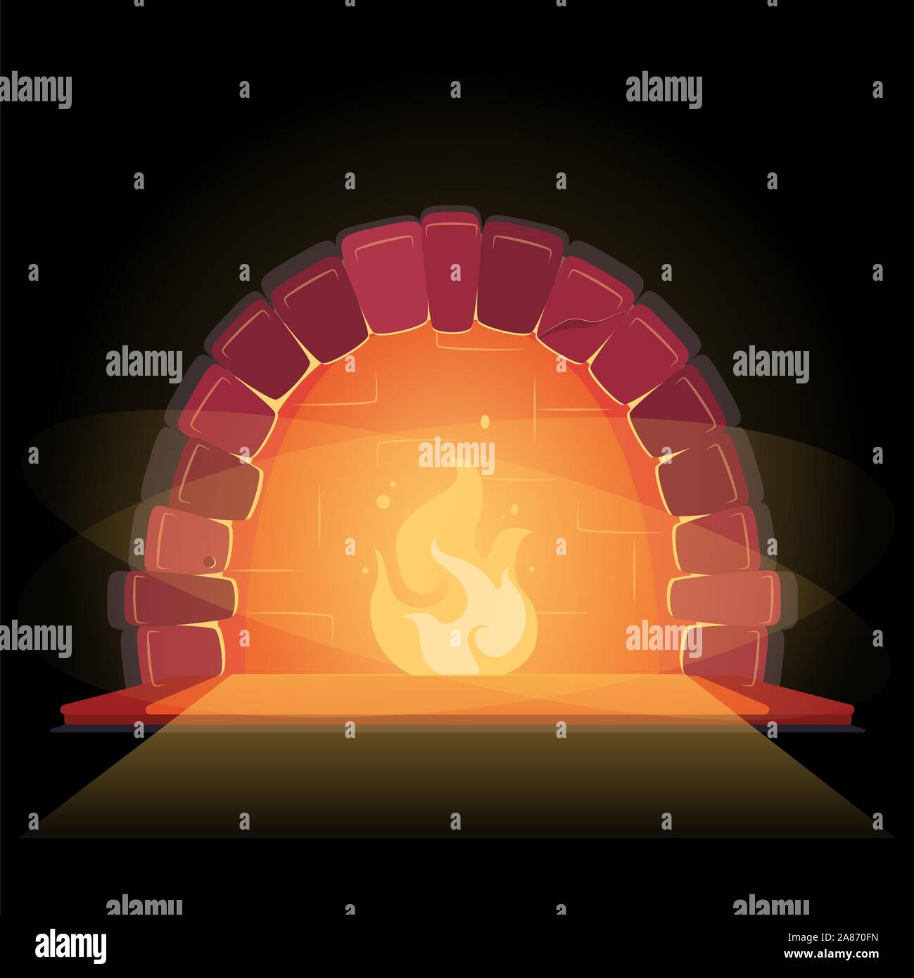 Cheminée dans beau style. L'élément de conception de scénario. Gros plan sur fond noir plat. Accueil house interior decore. Feu de l'intérieur d'hiver. Flamme, feu, Illustration de Vecteur