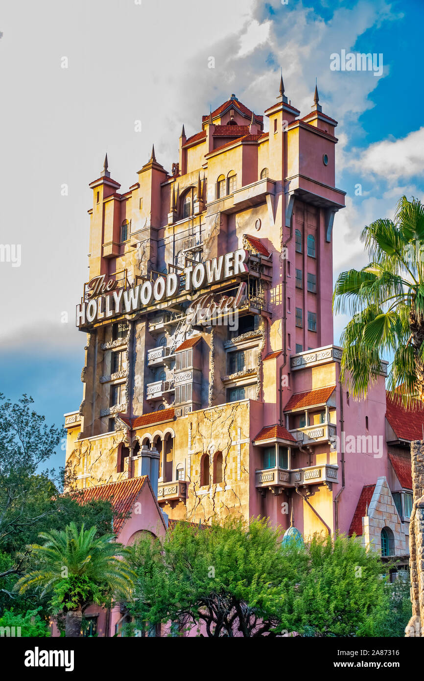 Hôtel Hollywood Tour de la terreur à Disney bâtiment ride Hollywood Studios Banque D'Images
