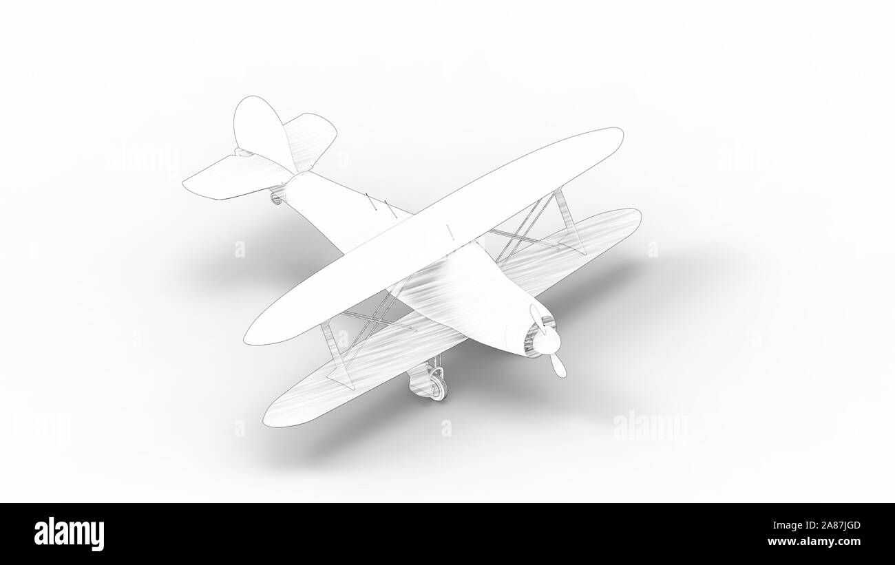 Le rendu 3D d'un avion isolé en fond blanc Banque D'Images
