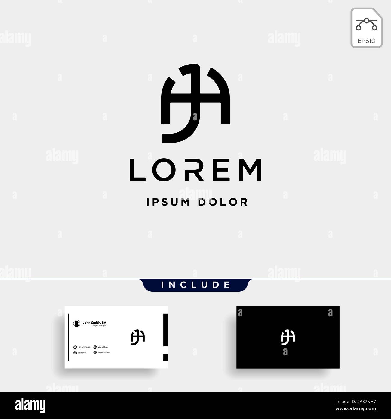 Lettre AJ JA un monogramme J Design Logo Icône minimale Illustration de Vecteur
