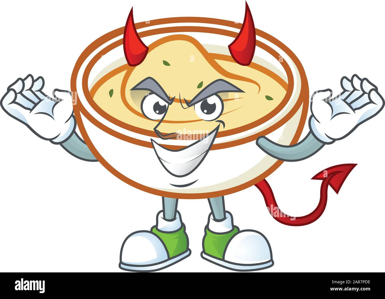 Purée de pommes de terre délicieux avec devil mascot character Illustration de Vecteur