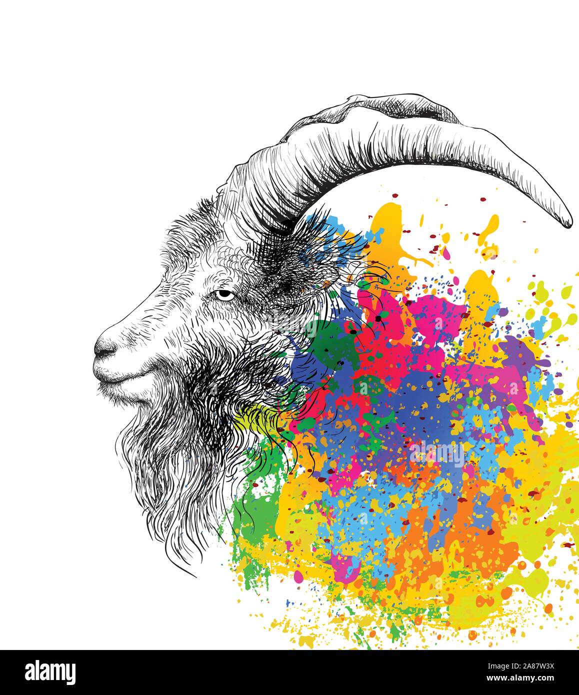 La chèvre de montagne. Vector illustration Illustration de Vecteur