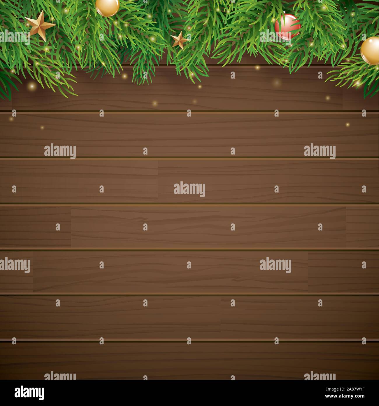 Fond de Noël avec sapin en bois brun sur et de l'espace pour le texte. Vector illustration bonne année. Pour utiliser la bannière, de l'affiche. Illustration de Vecteur