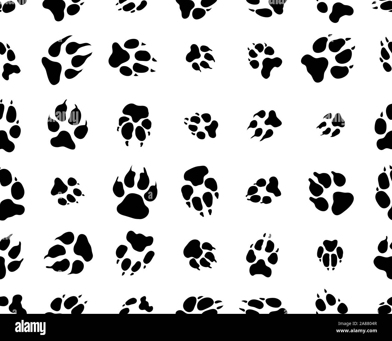 Motif transparent avec empreintes de chiens sur fond blanc Banque D'Images