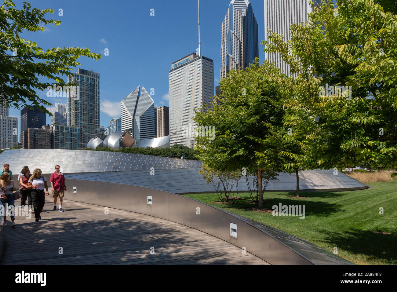 BP Pont piétonnier, Grant Park, Chicago, Illinois, États-Unis Banque D'Images