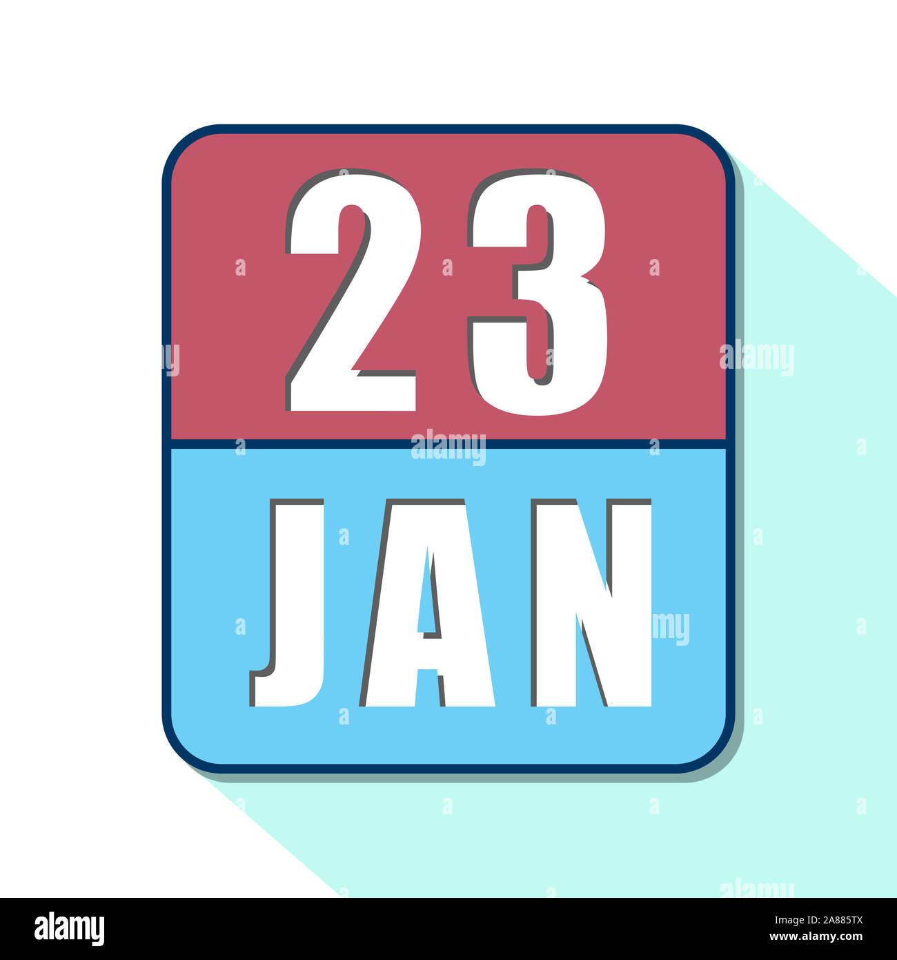 23 janvier. Jour 23 du mois, l'icône de calendrier simple sur fond blanc. La planification. La gestion du temps. Ensemble d'icônes de calendrier pour les mois d'hiver. web design Banque D'Images