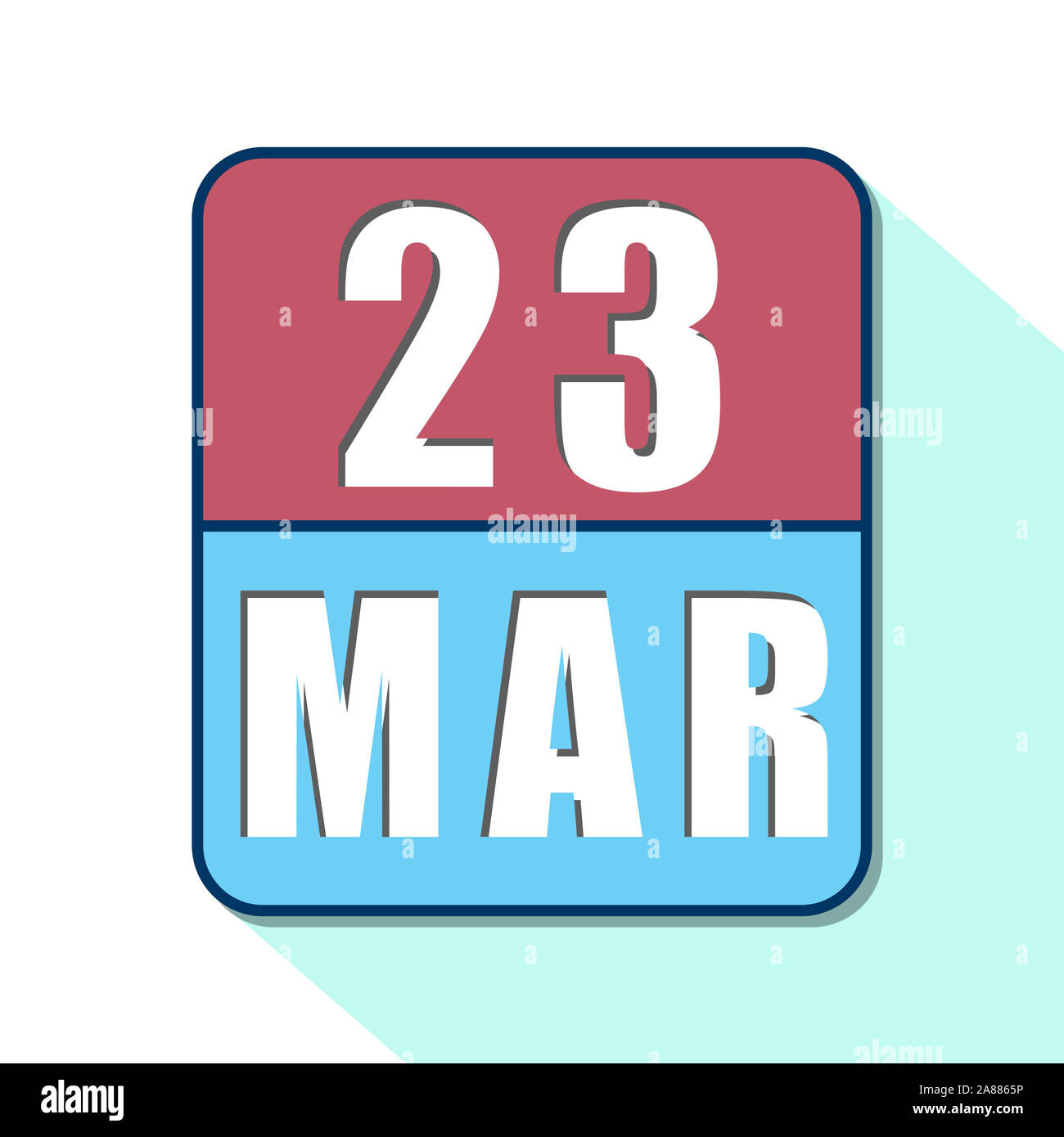 Le 23 mars. Jour 23 du mois, l'icône de calendrier simple sur fond blanc. La planification. La gestion du temps. Ensemble d'icônes de calendrier pour la conception web, le mois du printemps