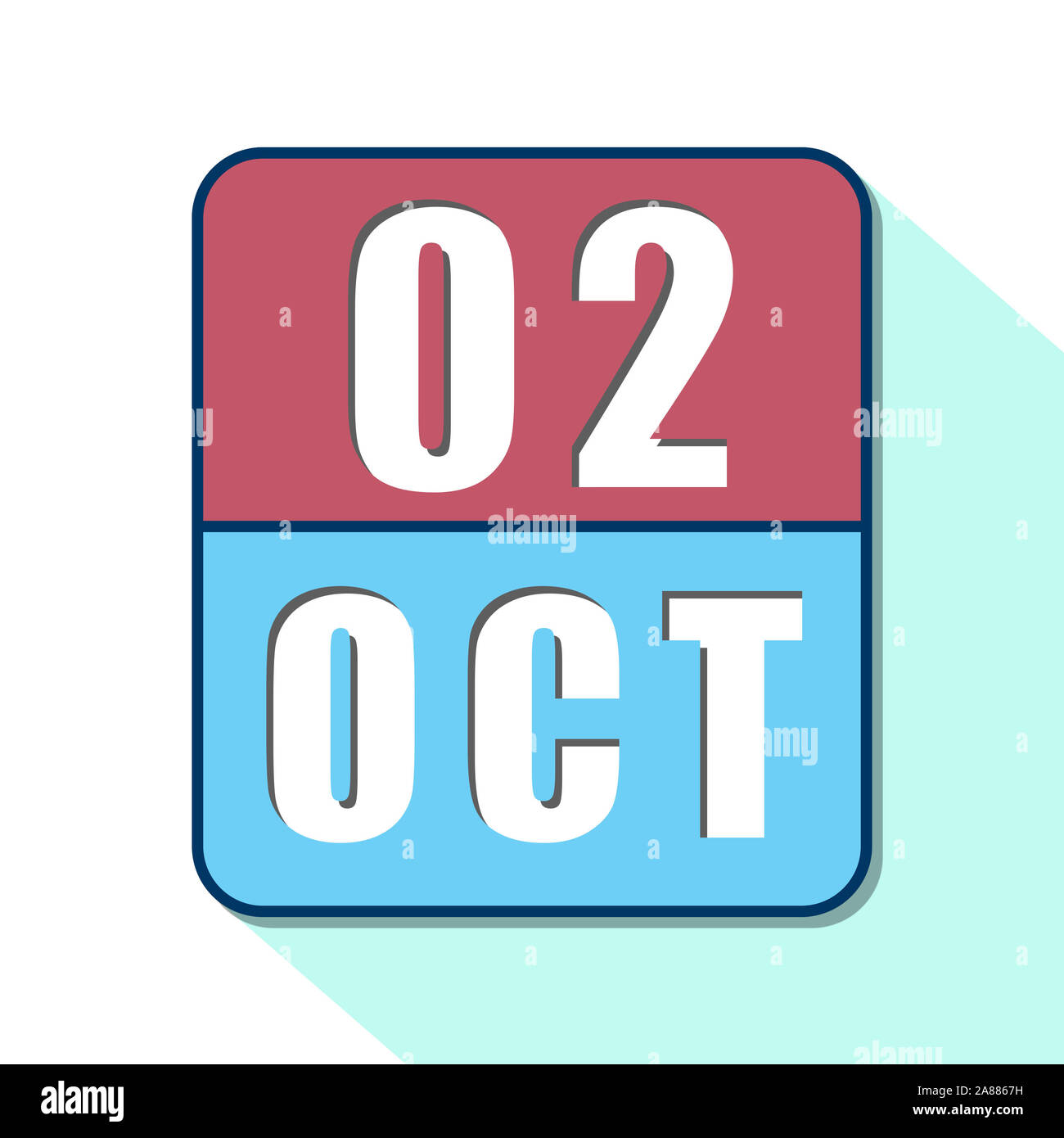 Le 2 octobre. Jour 2 de mois, Simple calendrier icône sur fond blanc. La planification. La gestion du temps. Ensemble d'icônes de calendrier pour la conception web, le mois de l'automne. Banque D'Images