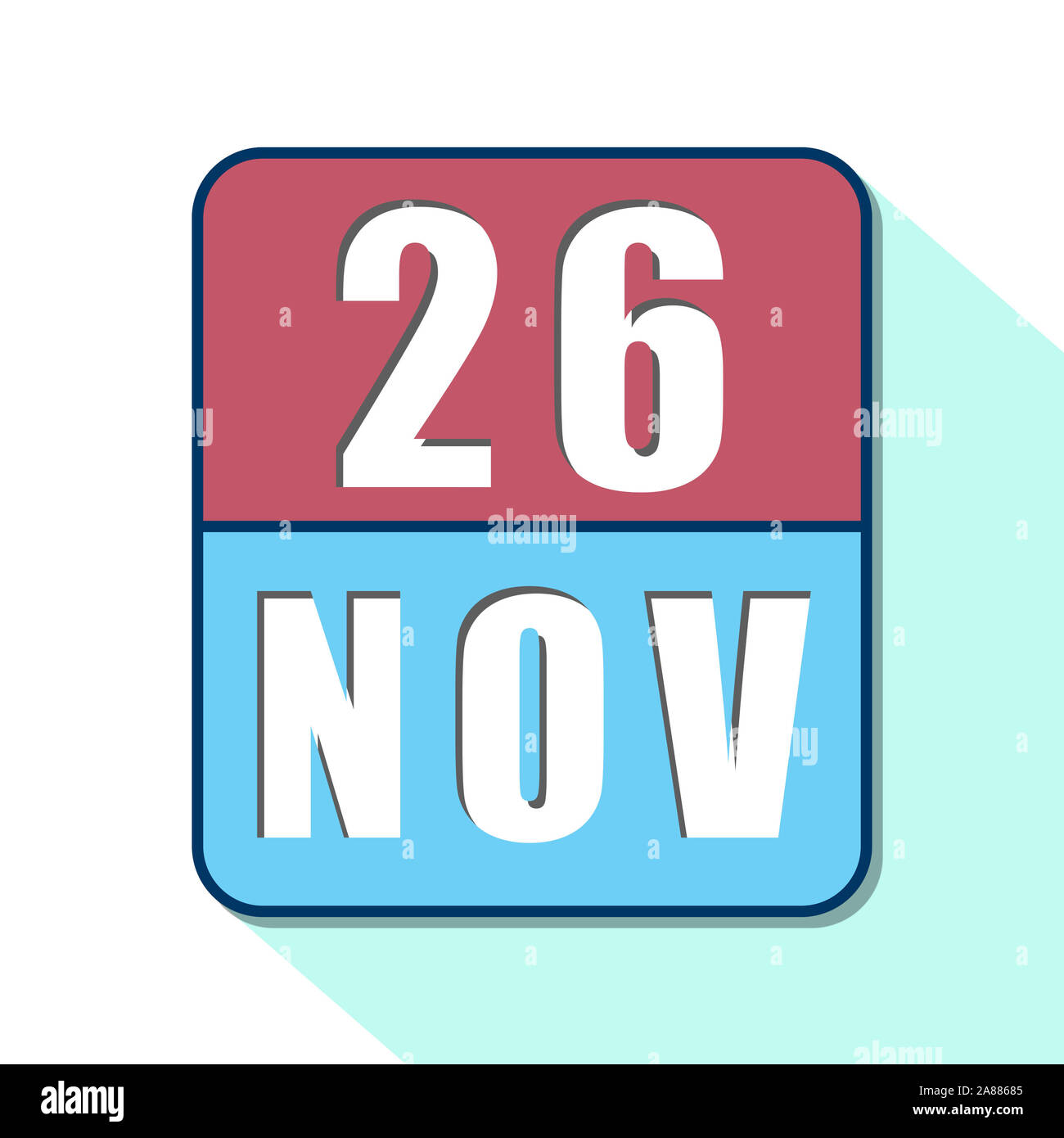 Le 26 novembre. Jour 26 du mois, l'icône de calendrier simple sur fond  blanc. La planification. La gestion du temps. Ensemble d'icônes de  calendrier pour la conception web. automne mont Photo Stock -