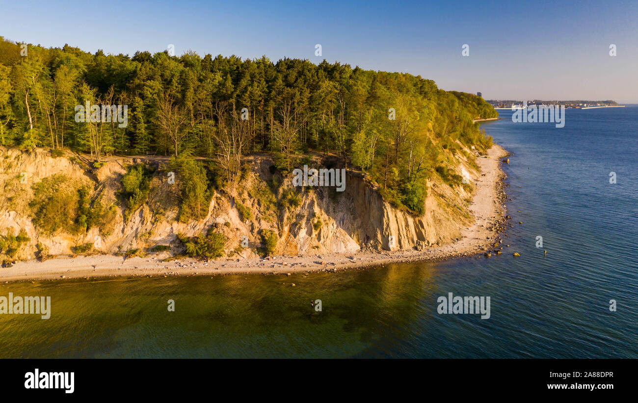 Vue aérienne sur la célèbre falaise de Gdynia Orlowo. Banque D'Images