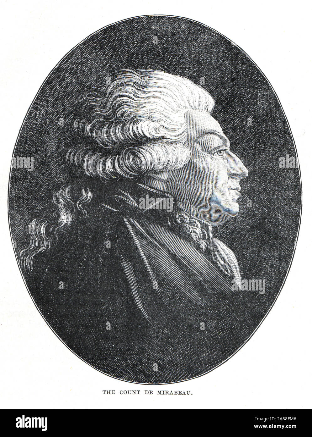 Portrait du Comte de Mirabeau, Honoré Gabriel Riqueti, leader dans la Révolution française l'illustration en noir et blanc ; Banque D'Images