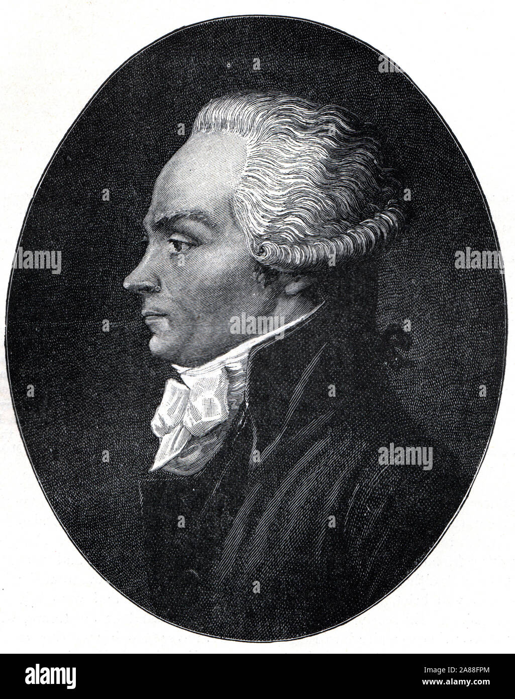 Portrait de Maximilien Robespierre une influenctial figure dans la Révolution française. Illustration noir et blanc ; Banque D'Images