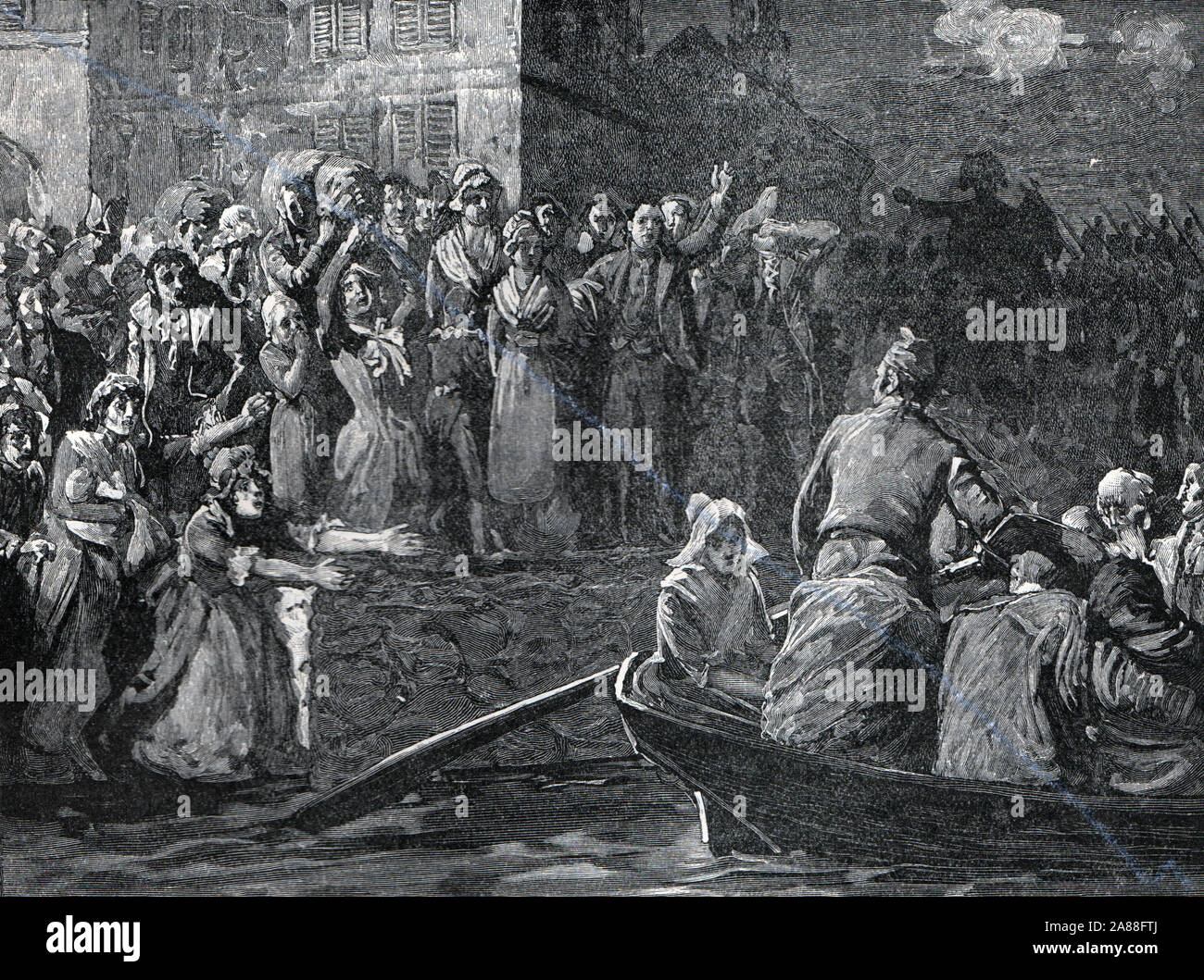 La Révolution française ; Retrait des royalistes de Toulon ; noir et blanc Illustration ; Banque D'Images La Révolution française ; Retrait des royalistes de Toulon ; noir et blanc Illustration ; Banque D'Images