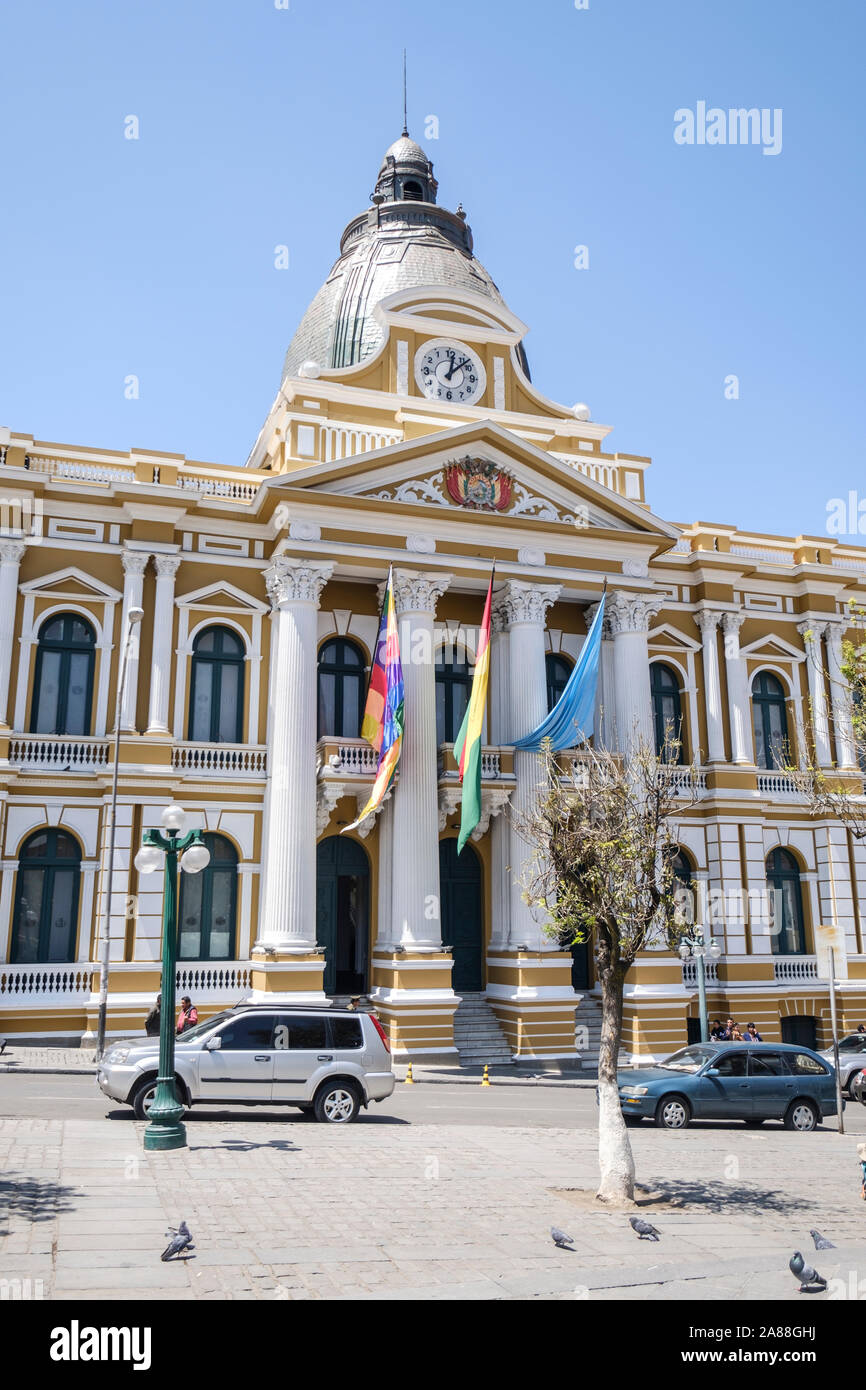 Assemblée nationale ou Asamblea Legislativa Plurinacional immeuble sur la Plaza Murillo dans le quartier historique de La Paz, Bolivie Banque D'Images