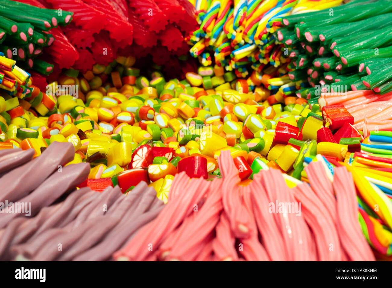 Marmelade de couleur défini. multi-couleur bonbons à mâcher les saveurs de fruits. Banque D'Images