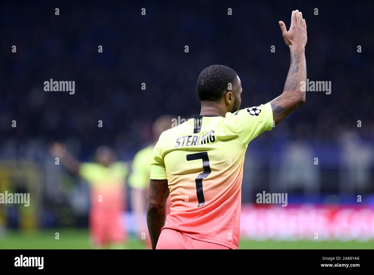 Milano, Italie. Le 06 novembre 2019. Ligue des Champions du groupe C. Atalanta Bergamasque Calcio vs Manchester City FC. Raheem Sterling de Manchester City FC . Banque D'Images