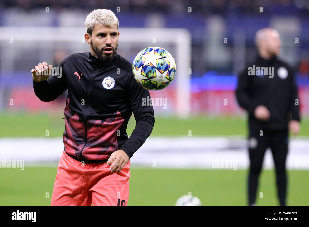 Milano, Italie. Le 06 novembre 2019. Ligue des Champions du groupe C. Atalanta Bergamasque Calcio vs Manchester City FC. Sergio Aguero de Manchester City FC . Banque D'Images