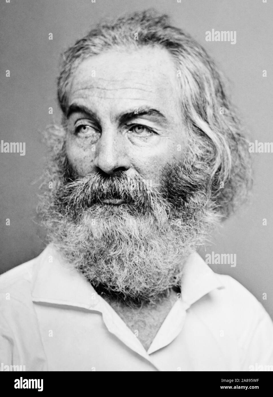 Vintage photo portrait de poète, essayiste et journaliste Walt Whitman (1819 - 1892). Photo vers 1862 par Mathew Brady B. Banque D'Images