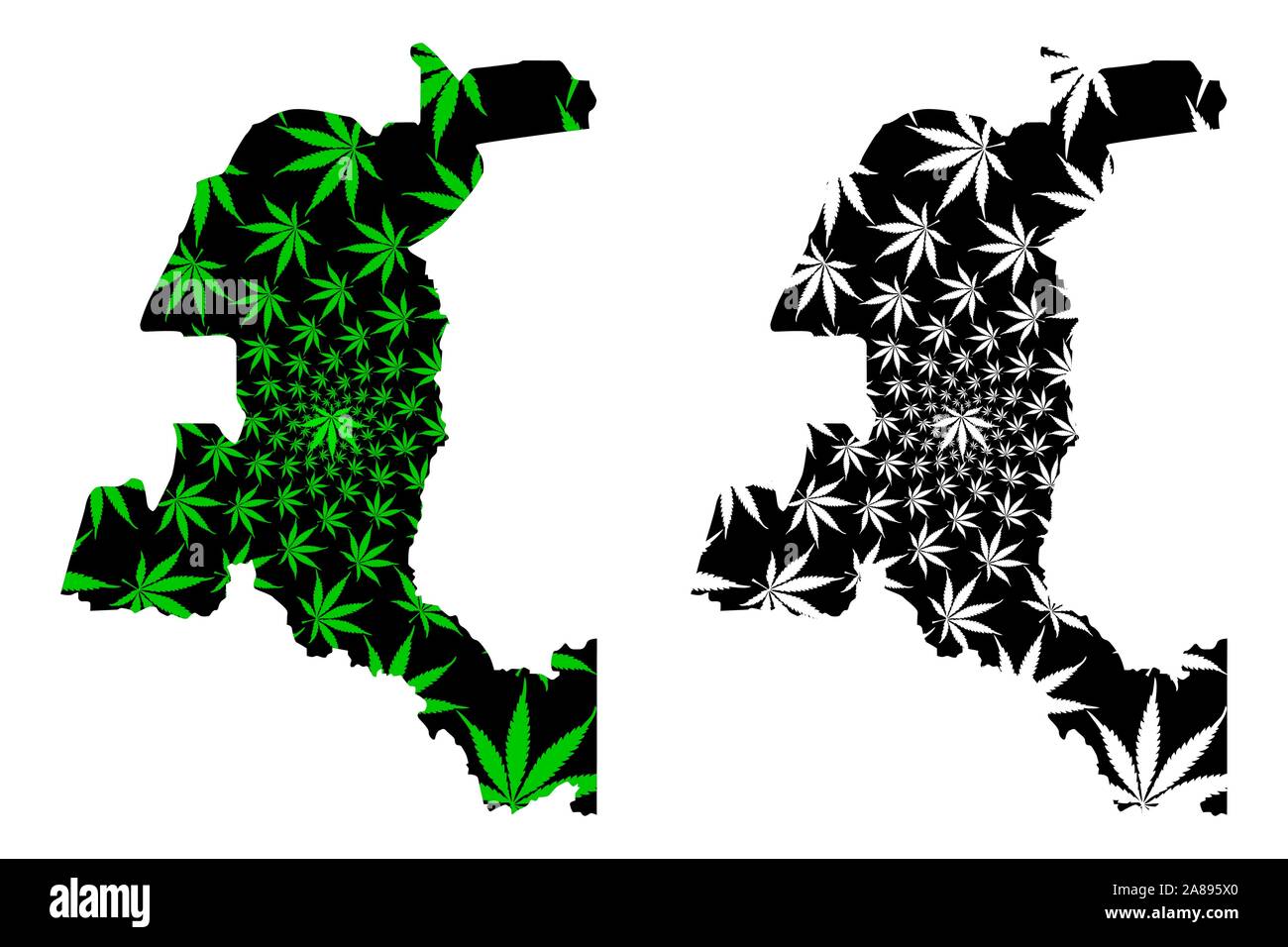 Haut-Katanga Province (République démocratique du Congo, RD Congo, RDC, Congo-Kinshasa) map est conçu de feuilles de cannabis vert et noir, haut Katanga ma Illustration de Vecteur