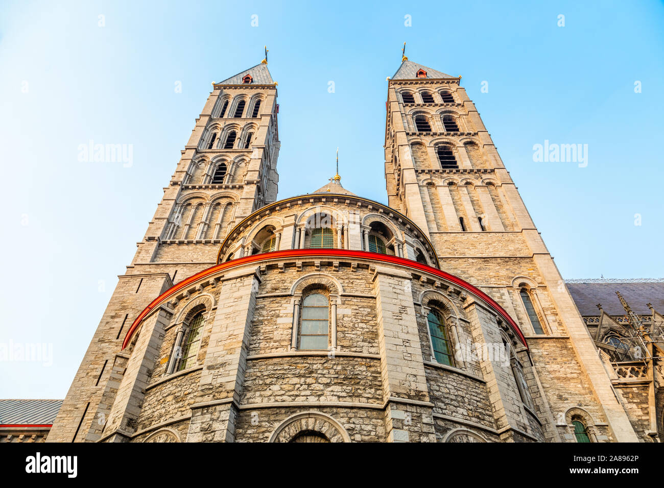 Les tours de Notre-Dame de Tournai, Cathédrale Notre-Dame de Tournai, Belgique wallonne Banque D'Images