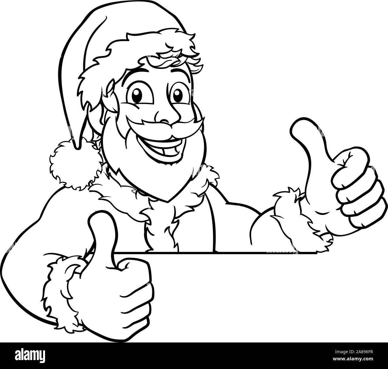 Les jeunes plus de noël santa Peeking signe Dessin Animé Illustration de Vecteur