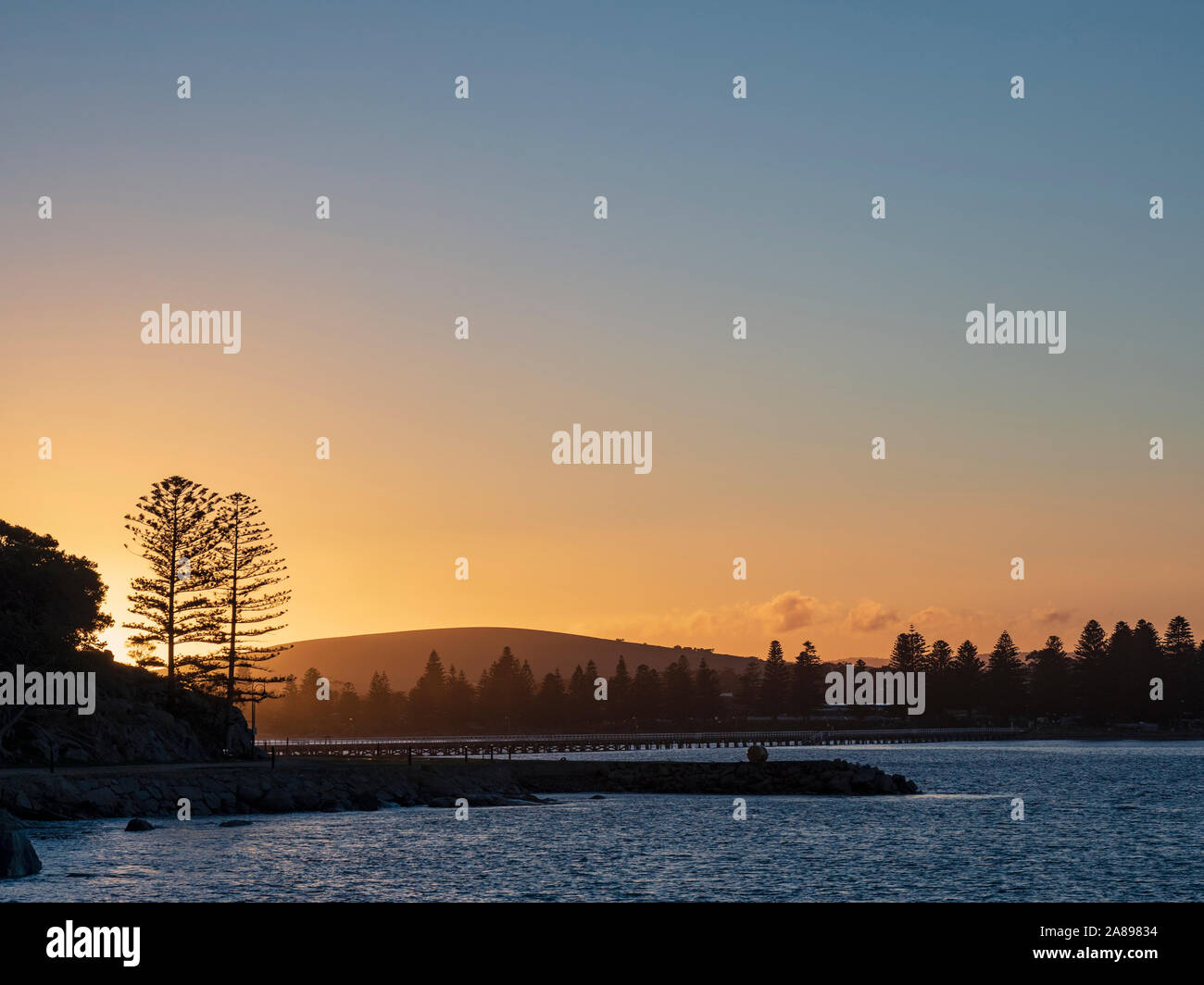 Victor Harbor au coucher du soleil en Australie méridionale, Australie Banque D'Images