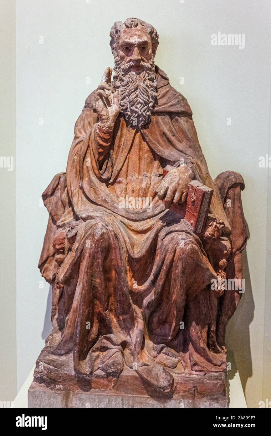 Italie Toscane Arezzo : Musée National d'art médiéval et moderne : Sant'Antonio Abate : terre cuite polychrome par Michelew Dini connu sous le nom de Michele de Florence Banque D'Images