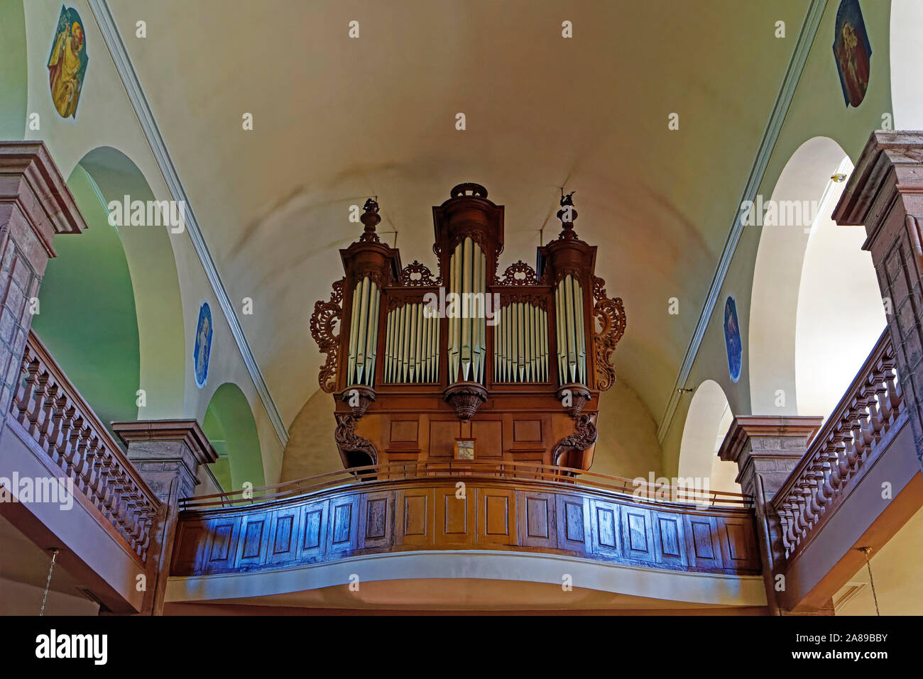 Kirche, Staint-Georges, Église Saint-Georges de Châtenois, erbaut 1759 - 1762, Orgel, Jean-André Silbermann, 1765 Banque D'Images