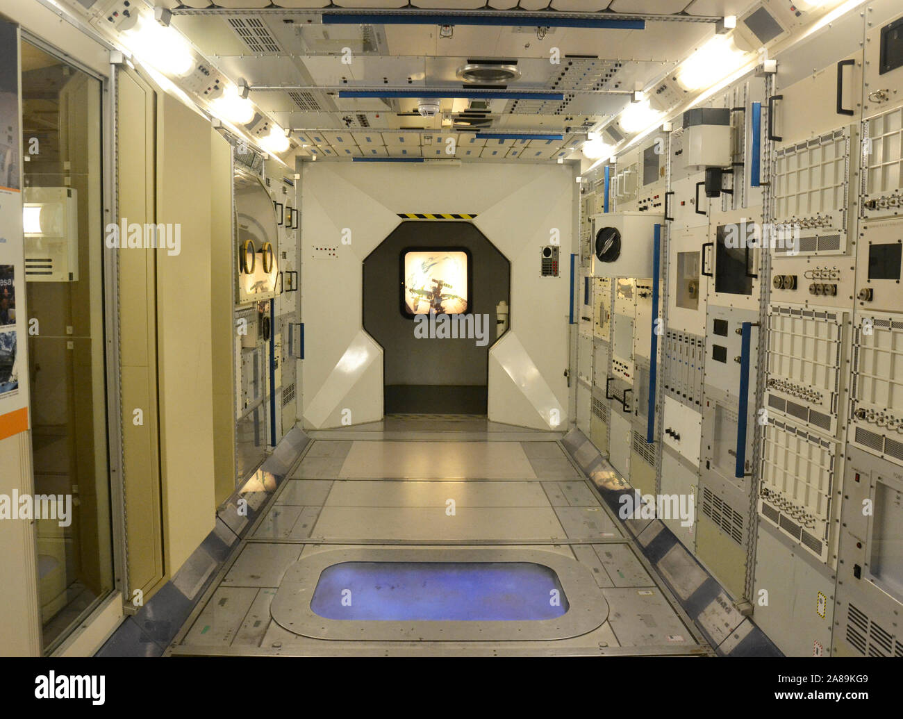 Module Columbus, l'Agence spatiale européenne plus importante contribution à la Station spatiale internationale, dans le National Space Centre, Leicester, UK Banque D'Images
