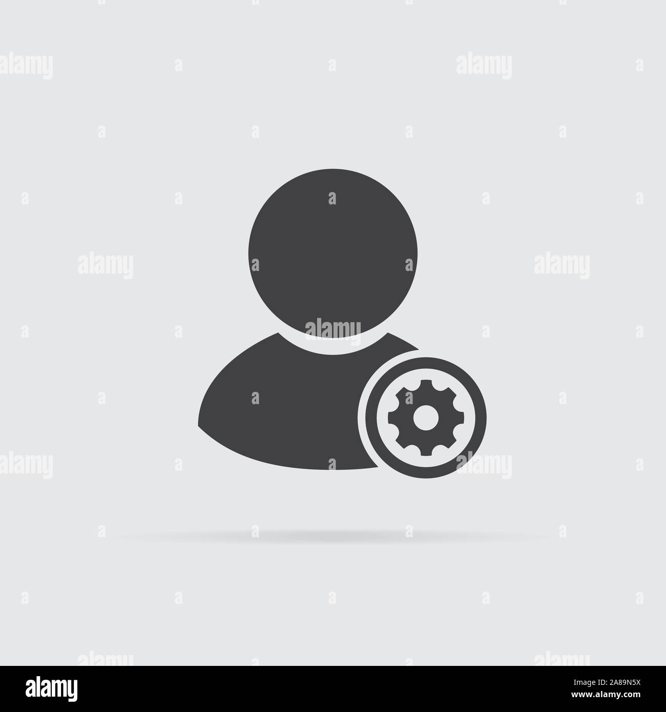 Les paramètres de l'utilisateur dans l'icône de style plat isolé sur fond gris. Pour votre conception de logo. Vector illustration. Illustration de Vecteur