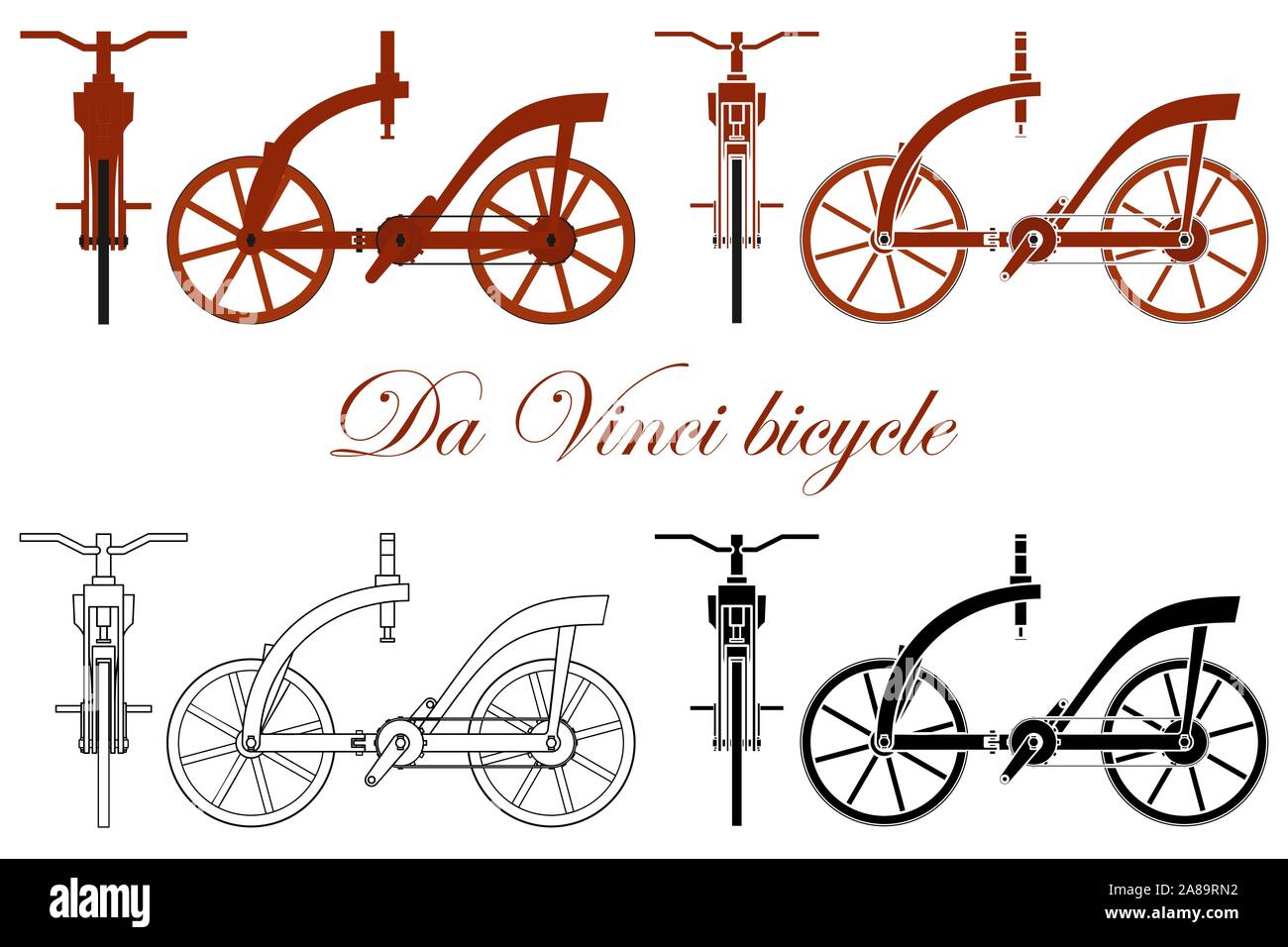 Programme Leonardo da Vinci de vélo en bois Illustration de Vecteur