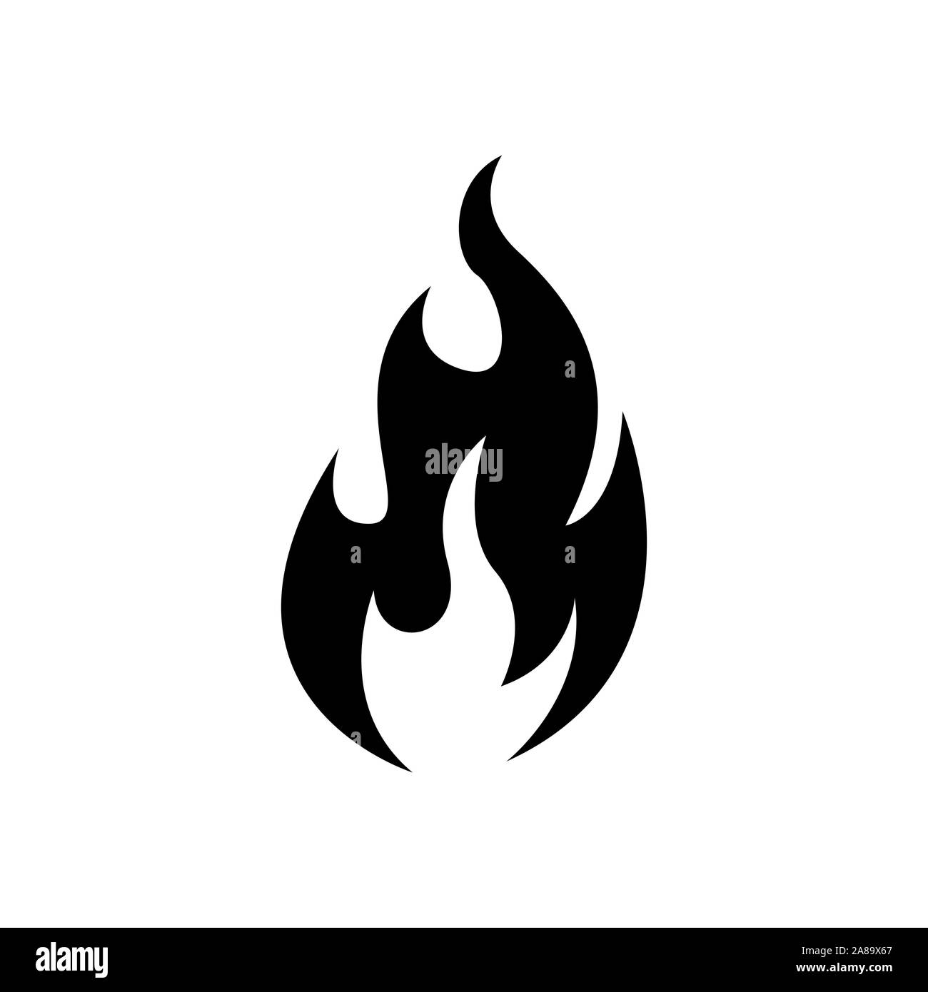 L'icône feu noir sur blanc image vectorielle. Feu flamme, icône icône noire isolé sur fond blanc Illustration de Vecteur
