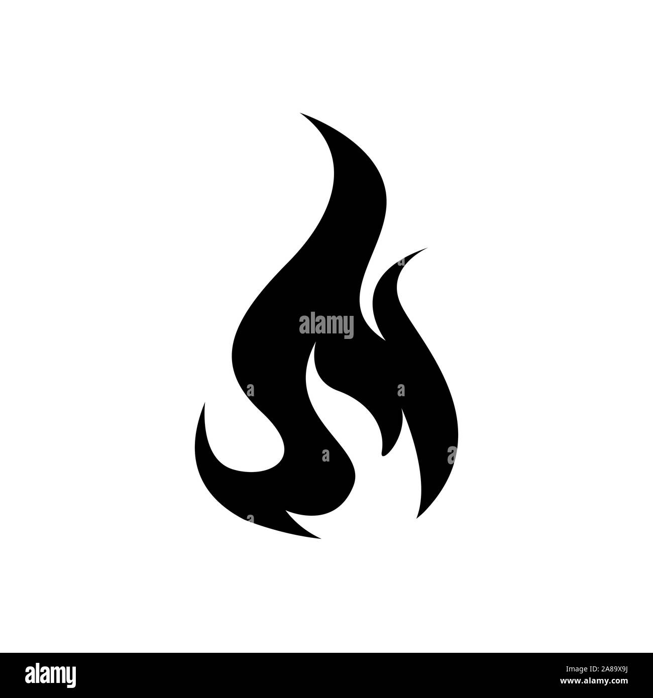 L'icône feu noir sur blanc image vectorielle. Feu flamme, icône icône noire isolé sur fond blanc Illustration de Vecteur