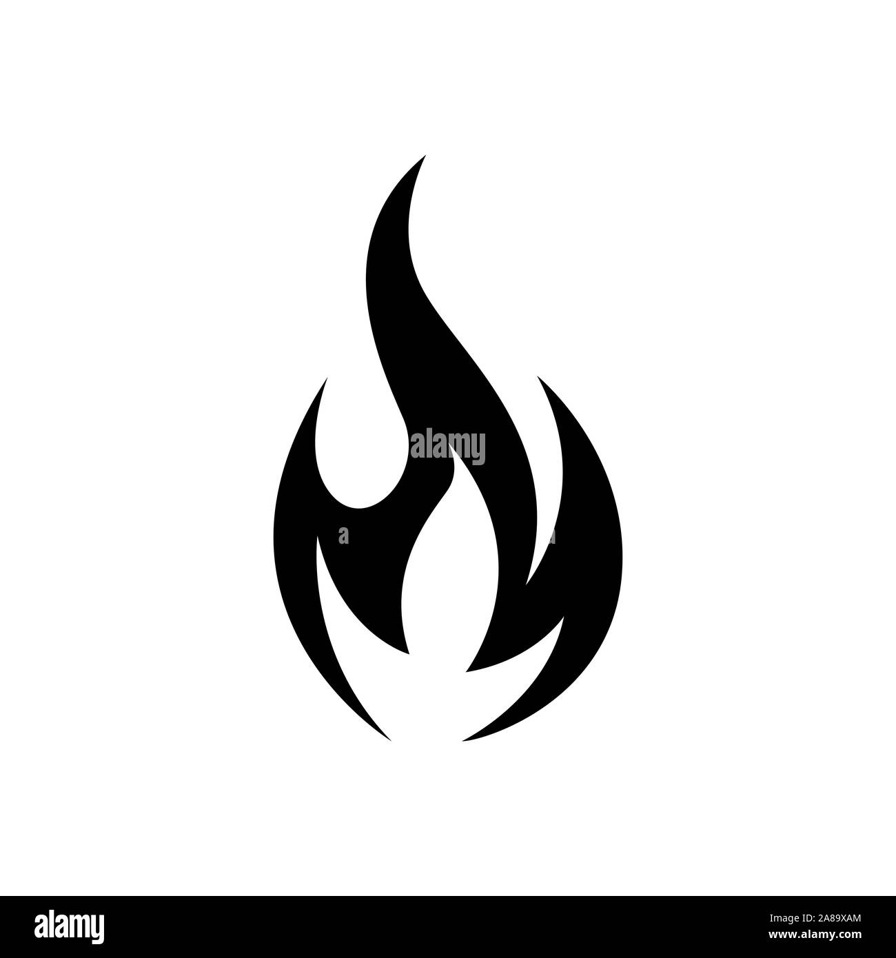 L'icône feu noir sur blanc image vectorielle. Feu flamme, icône icône noire isolé sur fond blanc Illustration de Vecteur
