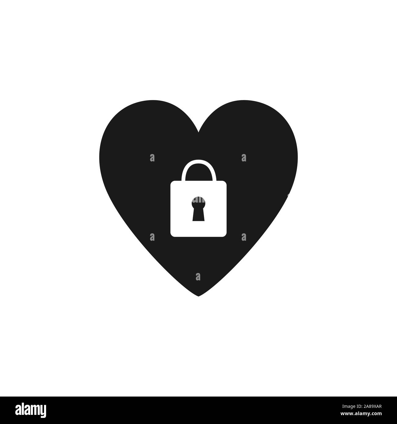 Coeur noir avec cadenas sur fond blanc noir et l'image vectorielle Illustration de Vecteur