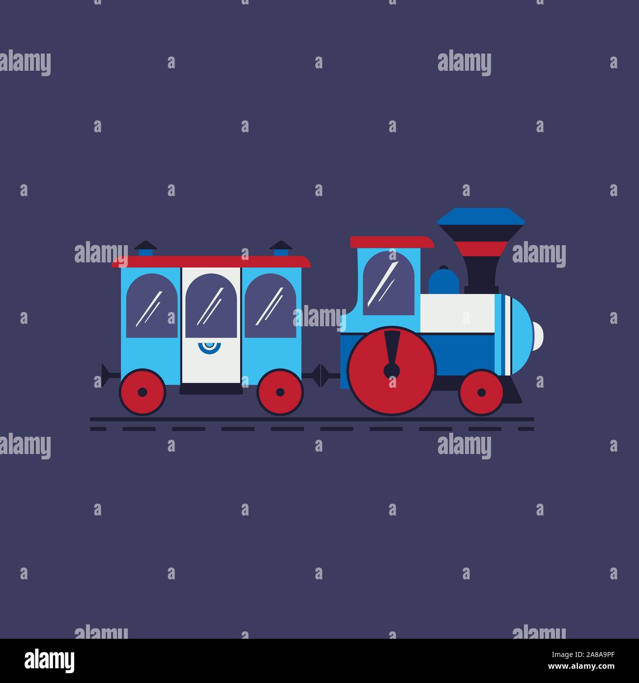 Icône de vecteur couleur plat de train de vapeur de bande dessinée Illustration de Vecteur