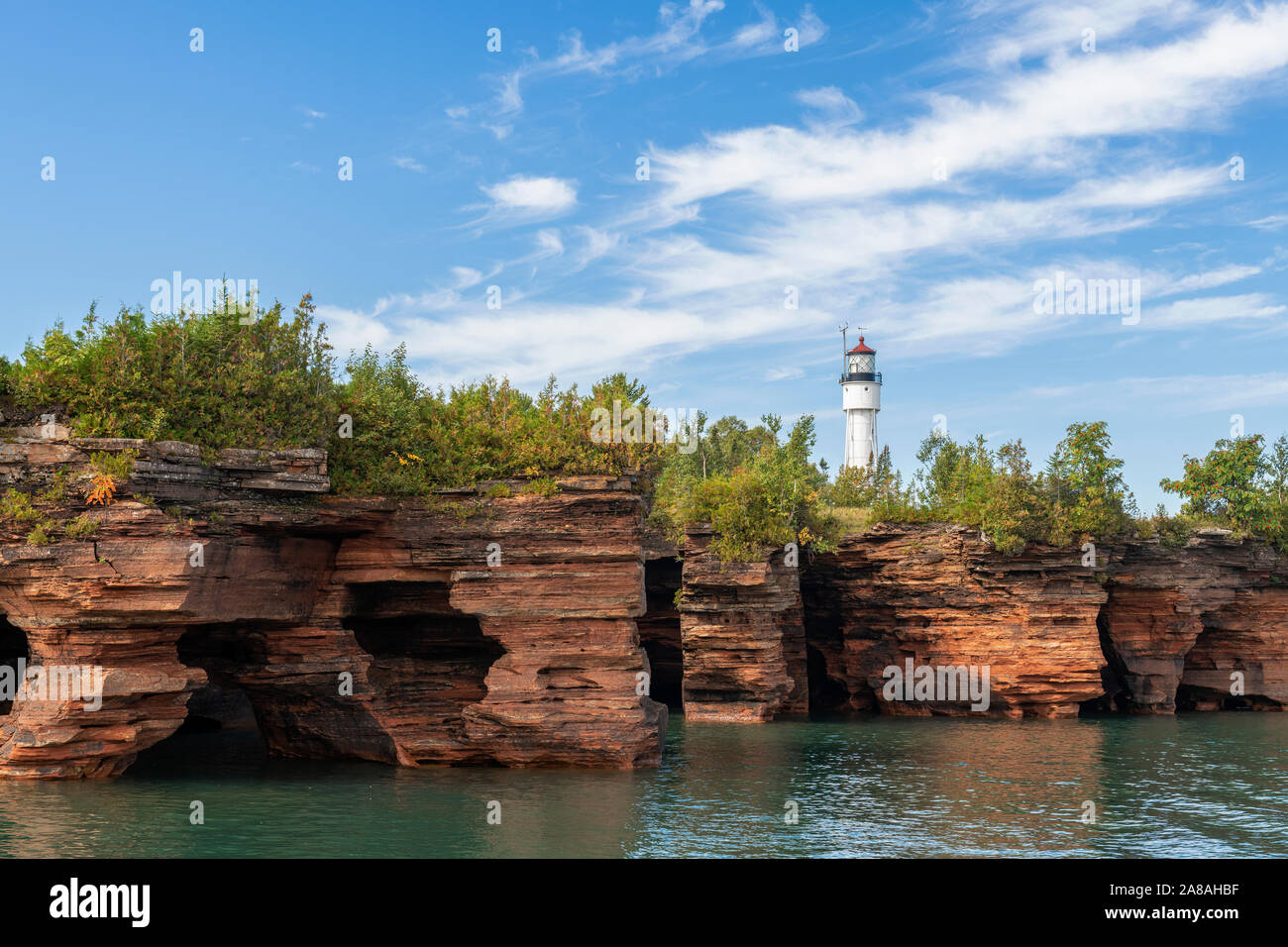 Les grottes de la mer à l'Île du Diable, Îles Apostle, près de Bayfield, WI, USA, automne, par Dominique Braud/Dembinsky Assoc Photo Banque D'Images