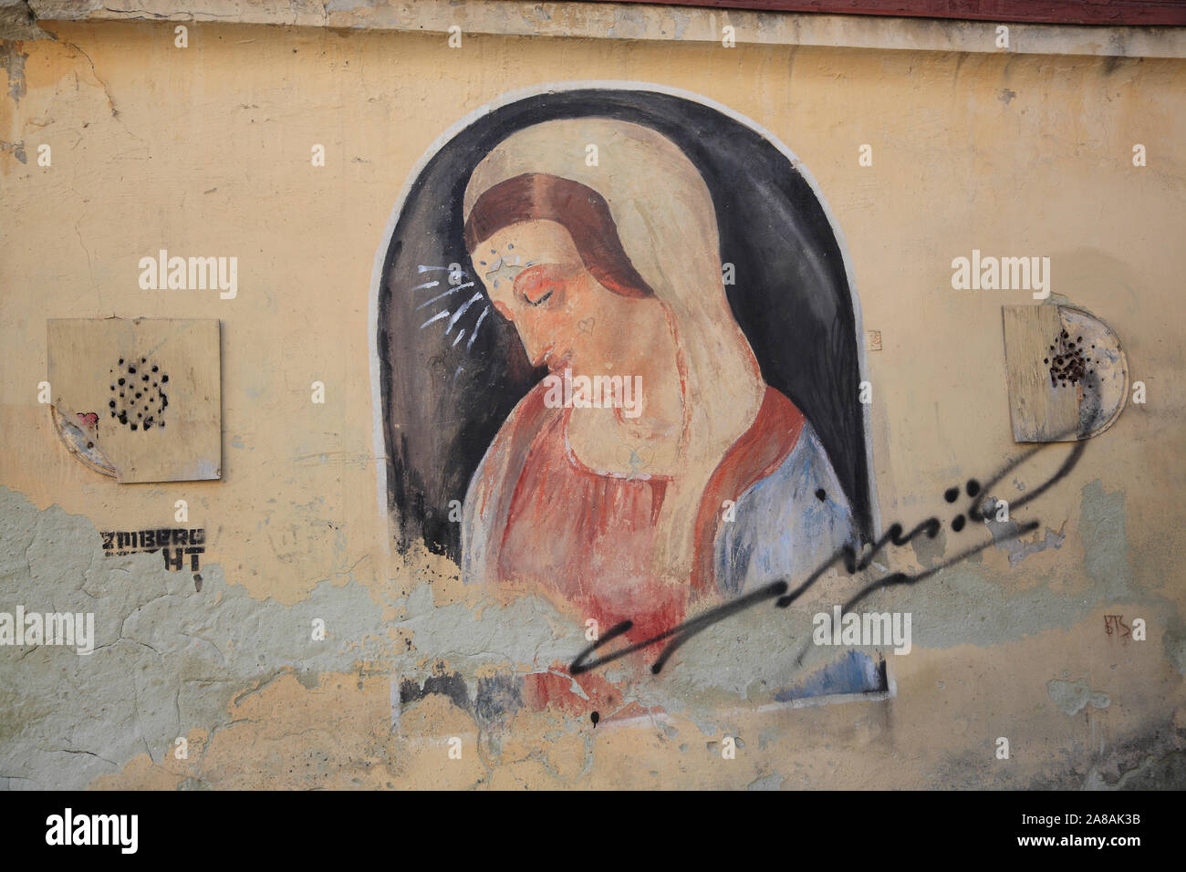Peintures murales près de la Cathédrale Arménienne, Lviv, Ukraine Banque D'Images