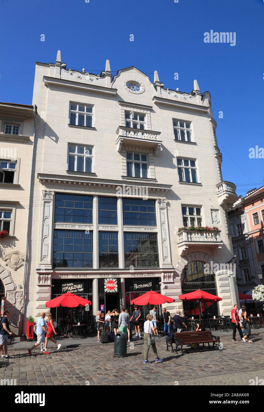 Théâtre des Béziers, bière, théâtre, PRAWDA Lviv, Ukraine Banque D'Images