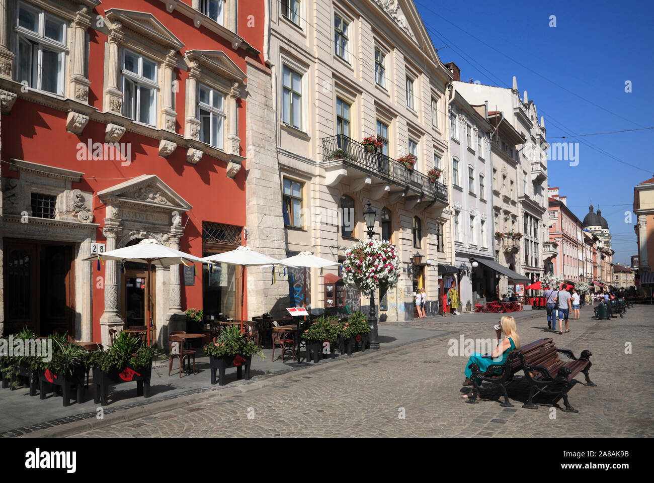 Maisons à Market Square Rynok, Lviv, Ukraine Banque D'Images