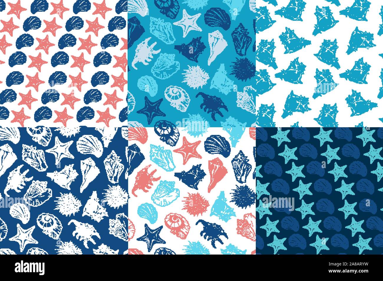 Les coquillages et d'étoiles de vector collection tendances transparente. Les créatures de la vie marine des dessins. Contour à main levée de l'oursin. Les animaux sous la gravure. Papier peint, papier d'emballage, le design textile Illustration de Vecteur