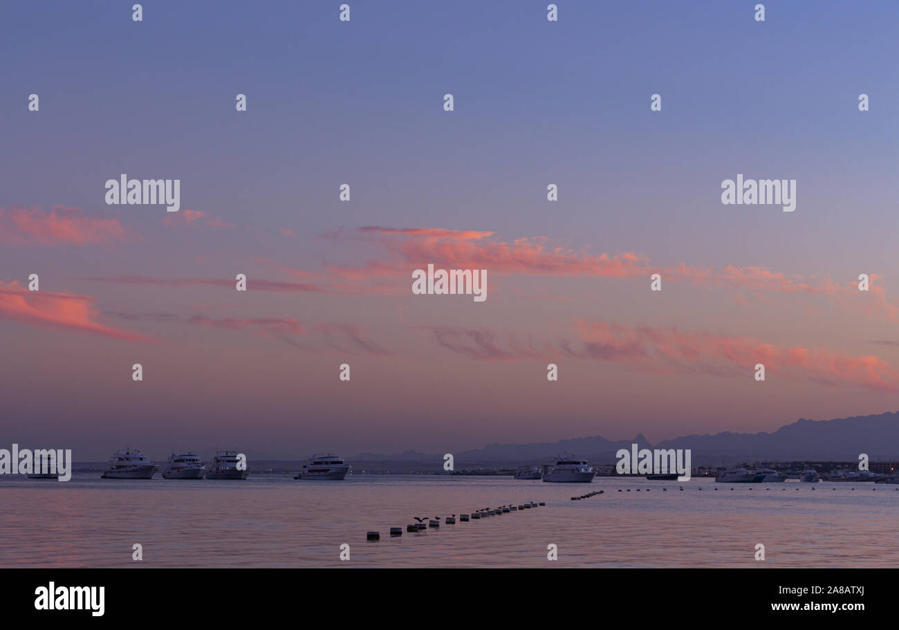 Coucher du soleil à Hurghada, Egypte Banque D'Images