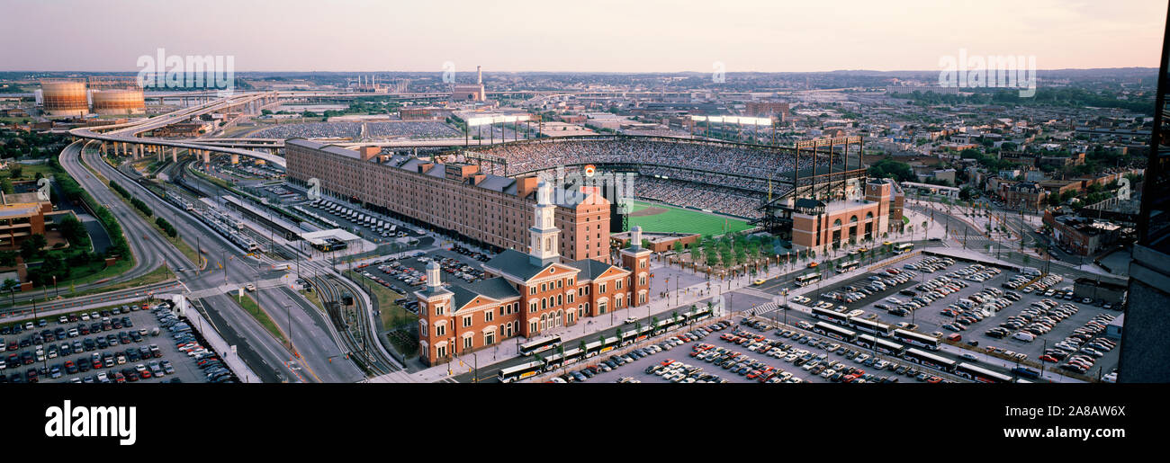 Vue aérienne d'un terrain de baseball, Baltimore, Maryland, USA Banque D'Images