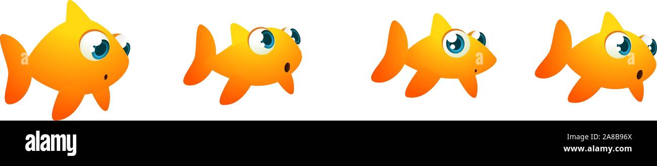 Quatre poissons rouges dans une ligne. vector illustration cartoon Illustration de Vecteur
